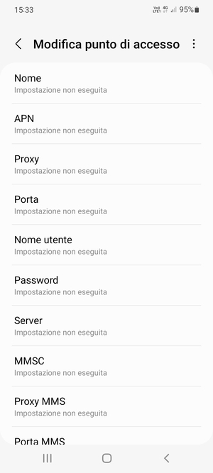 configurazione APN su Android