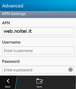 configurazione Noitel Mobile BlackBerry Classic