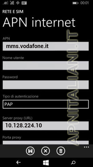 configurazione Vodafone Microsoft Lumia 535