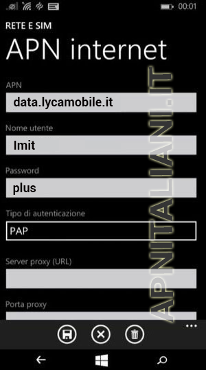 configurazione Lycamobile Acer Jade Primo